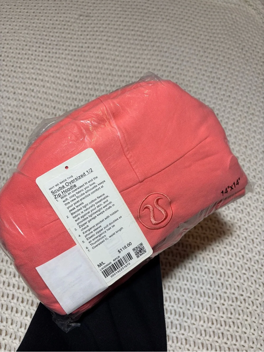 lululemon raspberry cream scuba oversized half zip hoodie size m/l